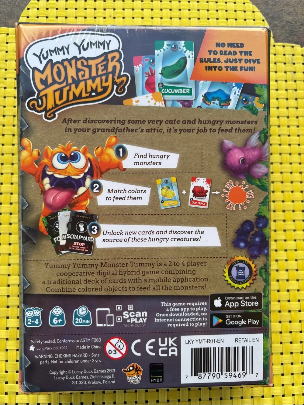 Yummy Yummy Monster Tummy Card Game, Scan & Play New-Sealed